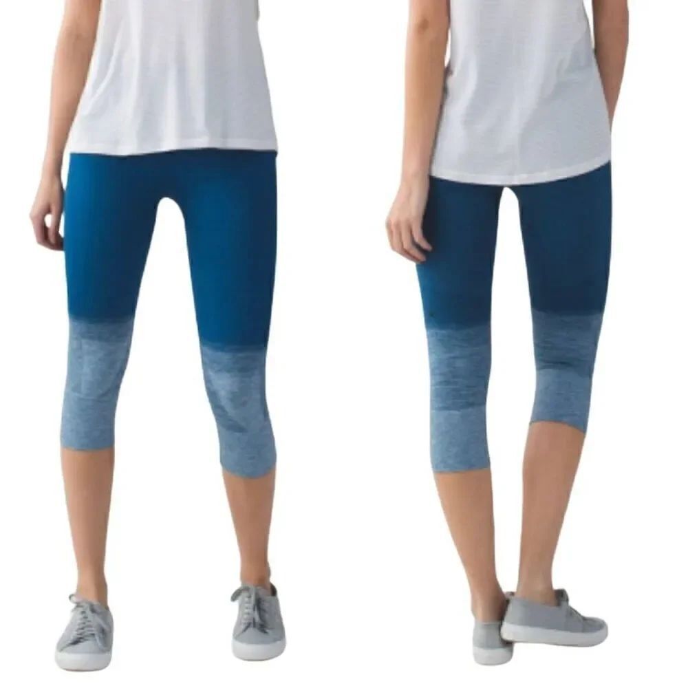 Lululemon Seamlessly Street Crop Heathered Poseidon Size 4